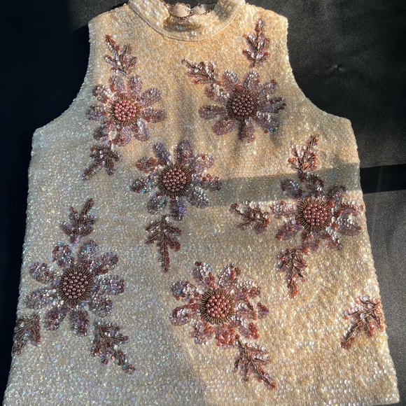 VTG Valentina Ltd. 1960s Sm. Beaded Wool Formal Zip Back Sweater Tank EXQUISITE - Picture 4 of 16